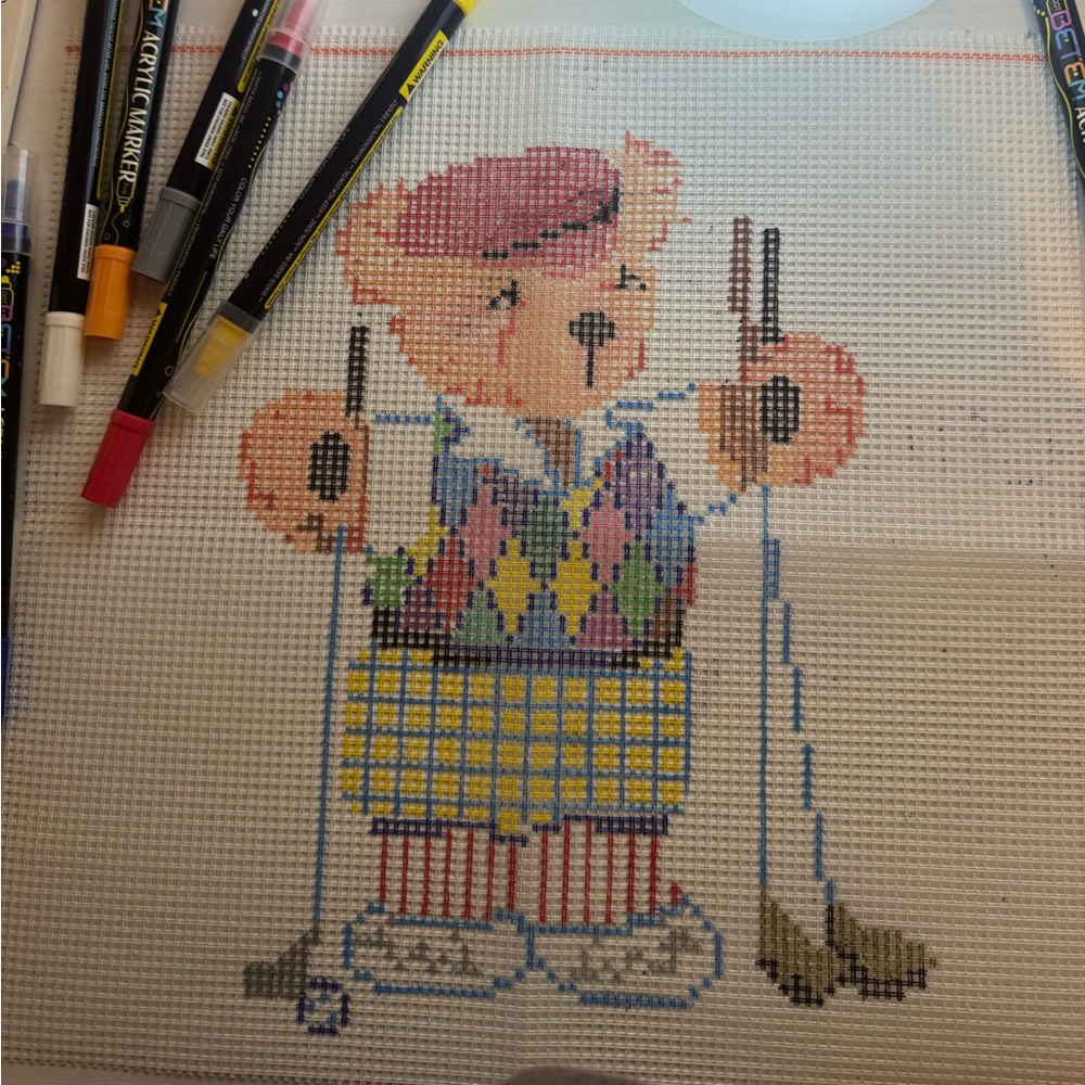 Golf Teddy bear needlepoint kit🧸🪡🧵